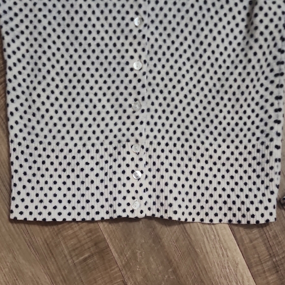 Saks Fifth Avenue Black Label 100% Cashmere Polka Dot Cardigan Sweater - Picture 6 of 15